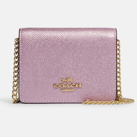 Coach Handbags - COACH Mini Wallet On A Chain Gold / Metallic Pink CE666 MSRP $150 - New